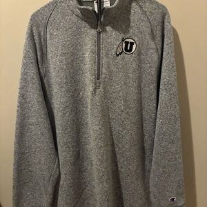 Champion University of Utah Utes 1/4 Zip Pullover Jacket Mens XL Gray Heather
